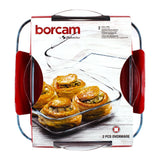 159028 100% Glass Tray Borcam Ovenware 2Pcs