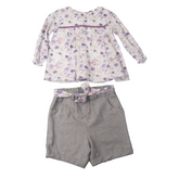 206112 Lila Çiçekli Dokuma 2 Li Takim