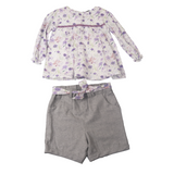 206112 Lila Çiçekli Dokuma 2 Li Takim