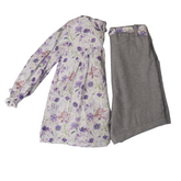 206112 Lila Çiçekli Dokuma 2 Li Takim