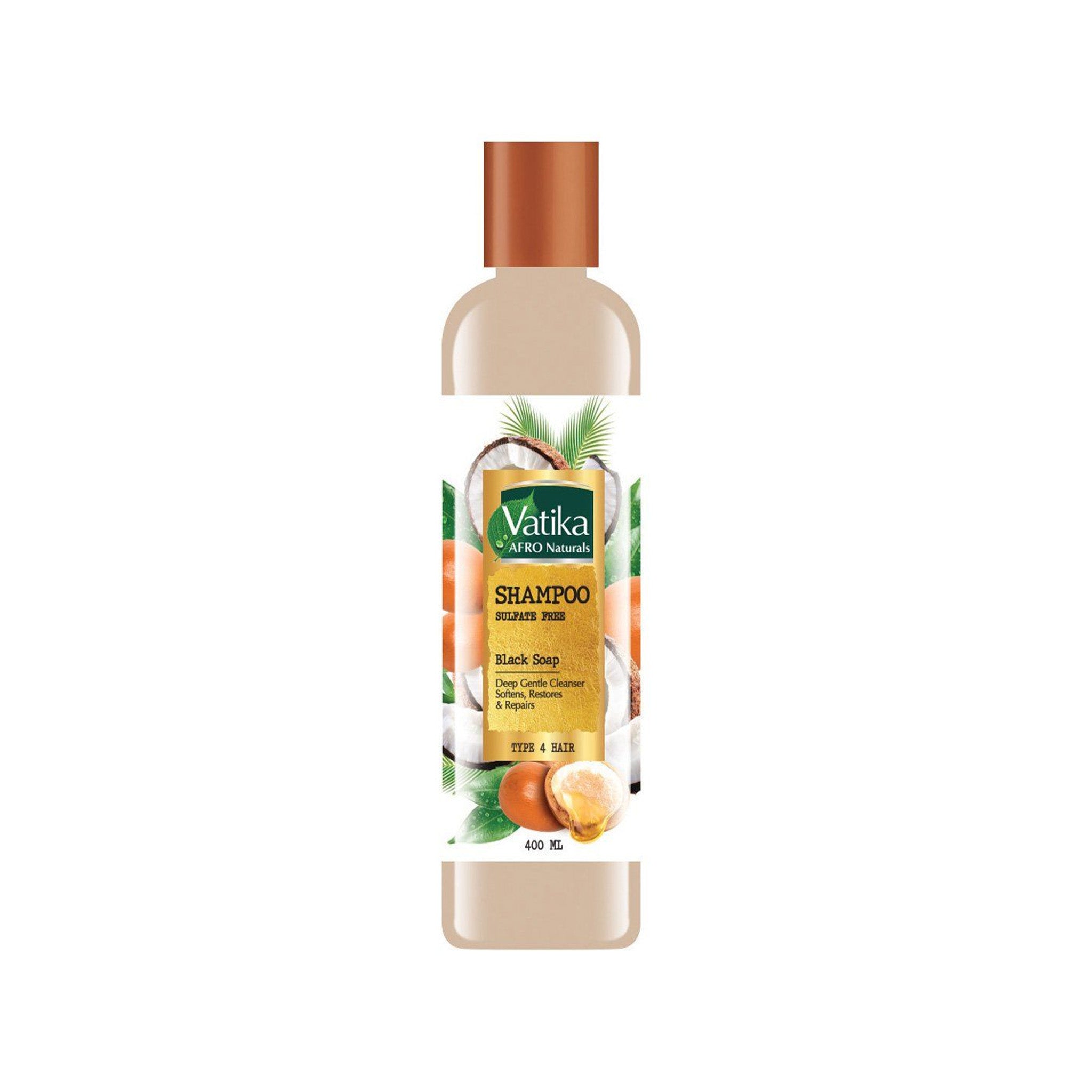 VATIKA AFRO NATURALS SULPHATE FREE SHAMPOO W/BLACK SOAP 400ML VATIKA AFRO NATURALS SULPHATE FREE SHAMPOO W/BLACK SOAP 400ML