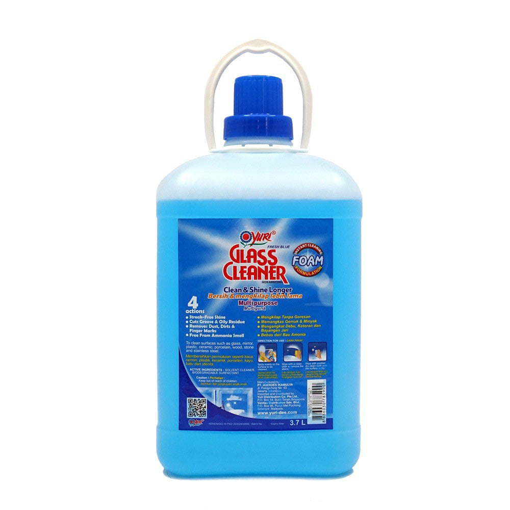 Yuri Glass Cleaner Fresh Blue Bottle Spray 3.7L