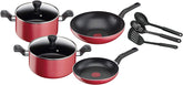 Tefal 9Pcs Super Cook Non-Stick Cookware Set Black Frypan B143S985