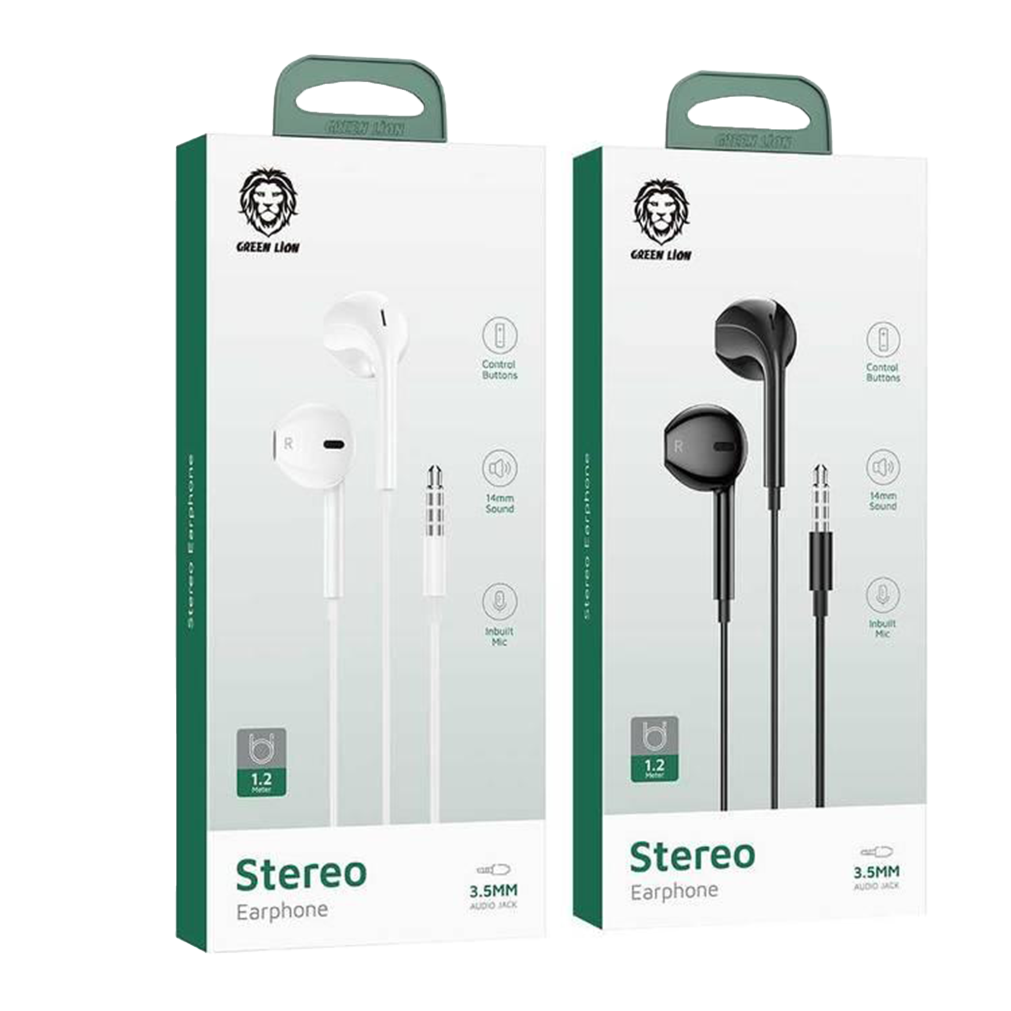 Green Lion Stereo Earphones 3.5mm  - White