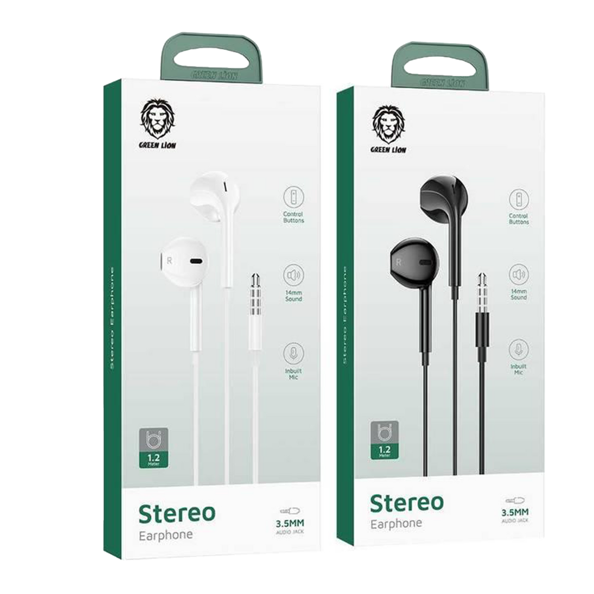 Green Lion Stereo Earphones 3.5mm  - White