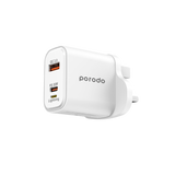 Porodo Triple Port PD QC Lightning 30W Wall Charger with Braided USB-C