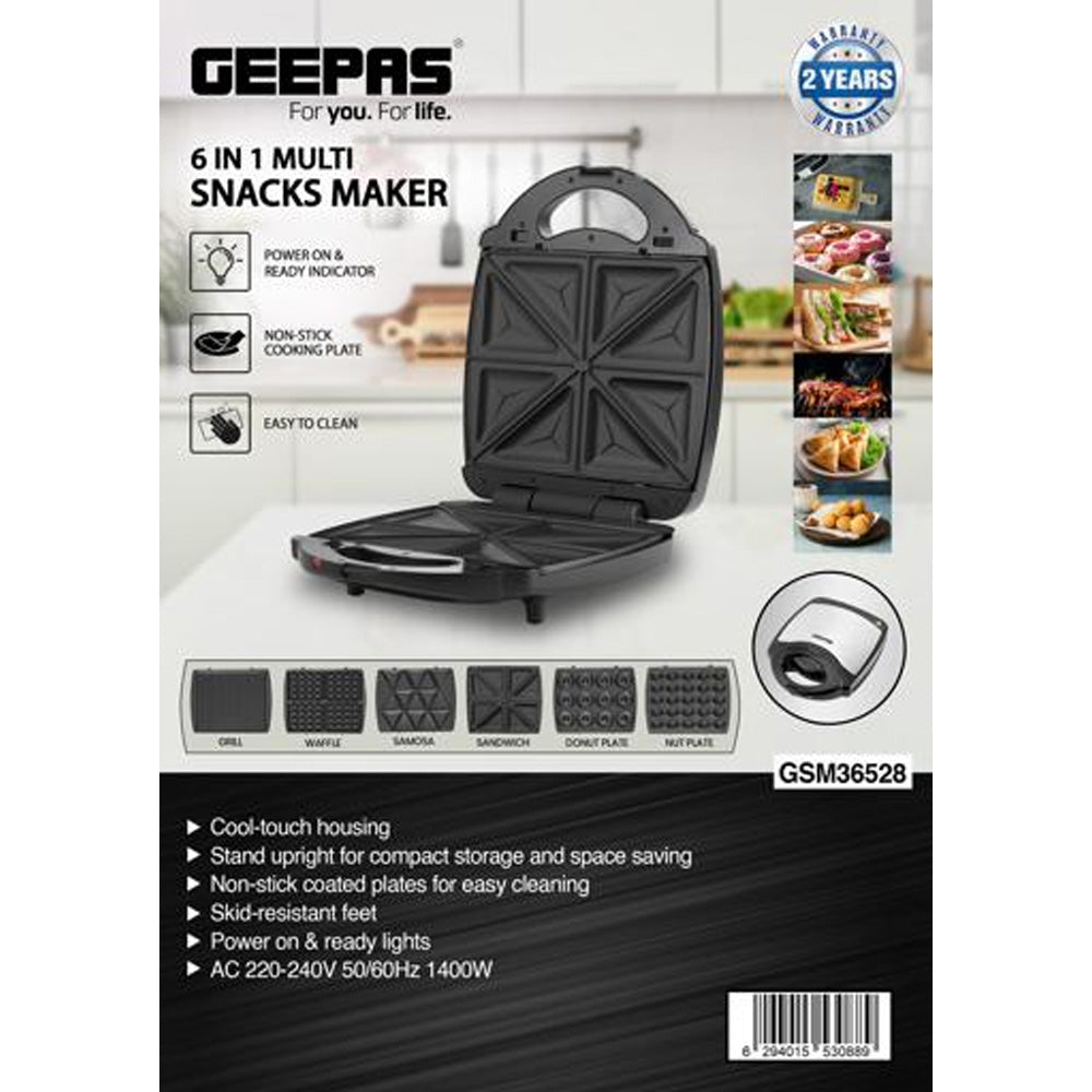 Geepas 6 in 1 multi-snack maker GSM36528
