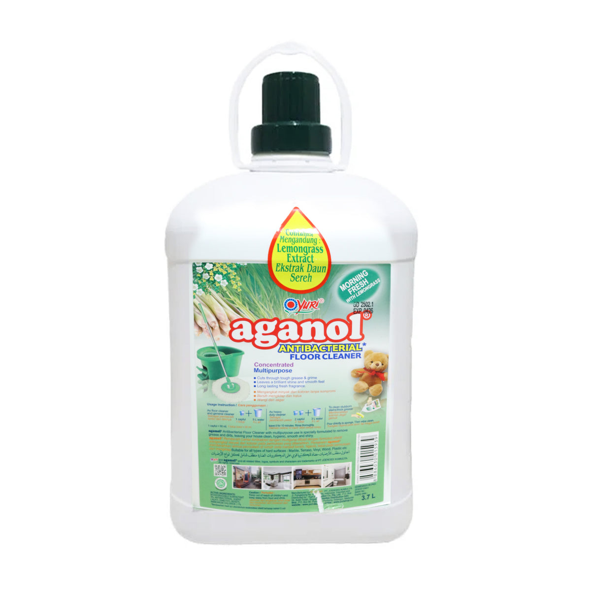 Yuri Aganol Anti Bacterial Floor Clear Morning Fresh With Lemongrass 3.7L