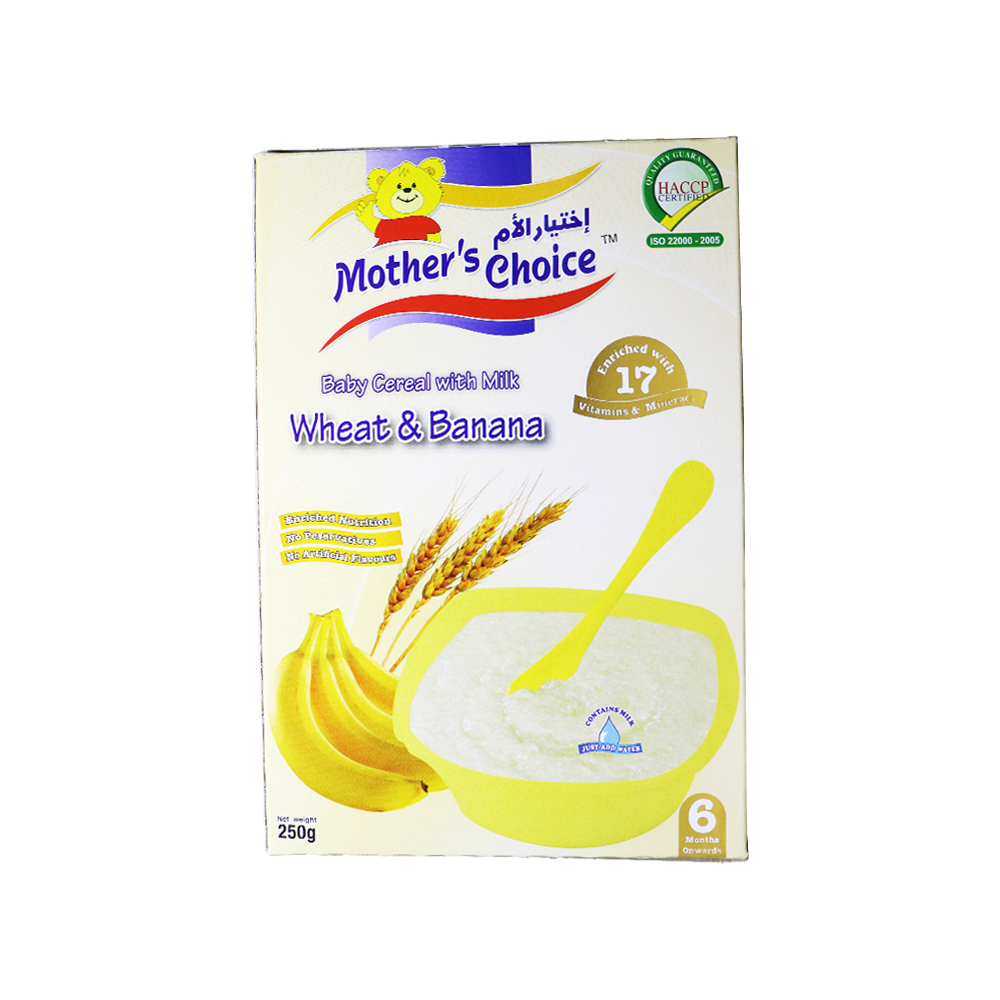 Mother`s Choice Wheat & Banana Baby Cereal With Milk 250g