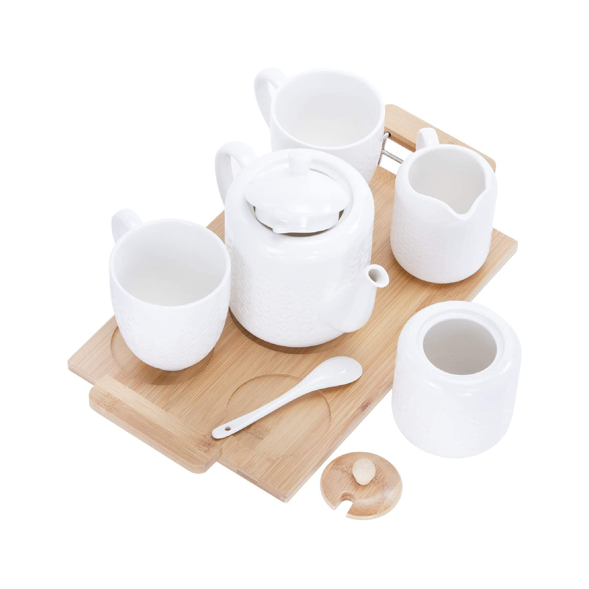 RF9239 - 9Pc Porcelain Tea Set With Bamboo Tray 1x6