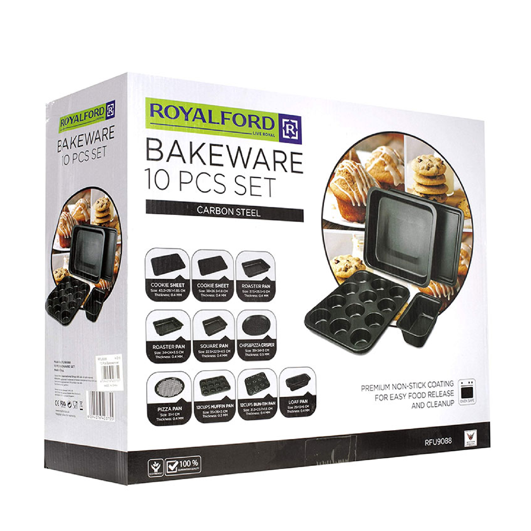 Royalford RFU9088 10 Pieces Bakeware Set