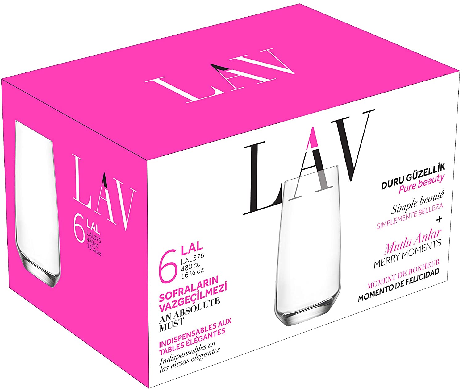 Lav lal lal376 an absolute glass cup for water 6pcs